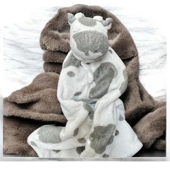 Angel Dear Lovey Cow Security Blanket Plush Baby Notched Corners Nursery 12" - Picture 5 of 11